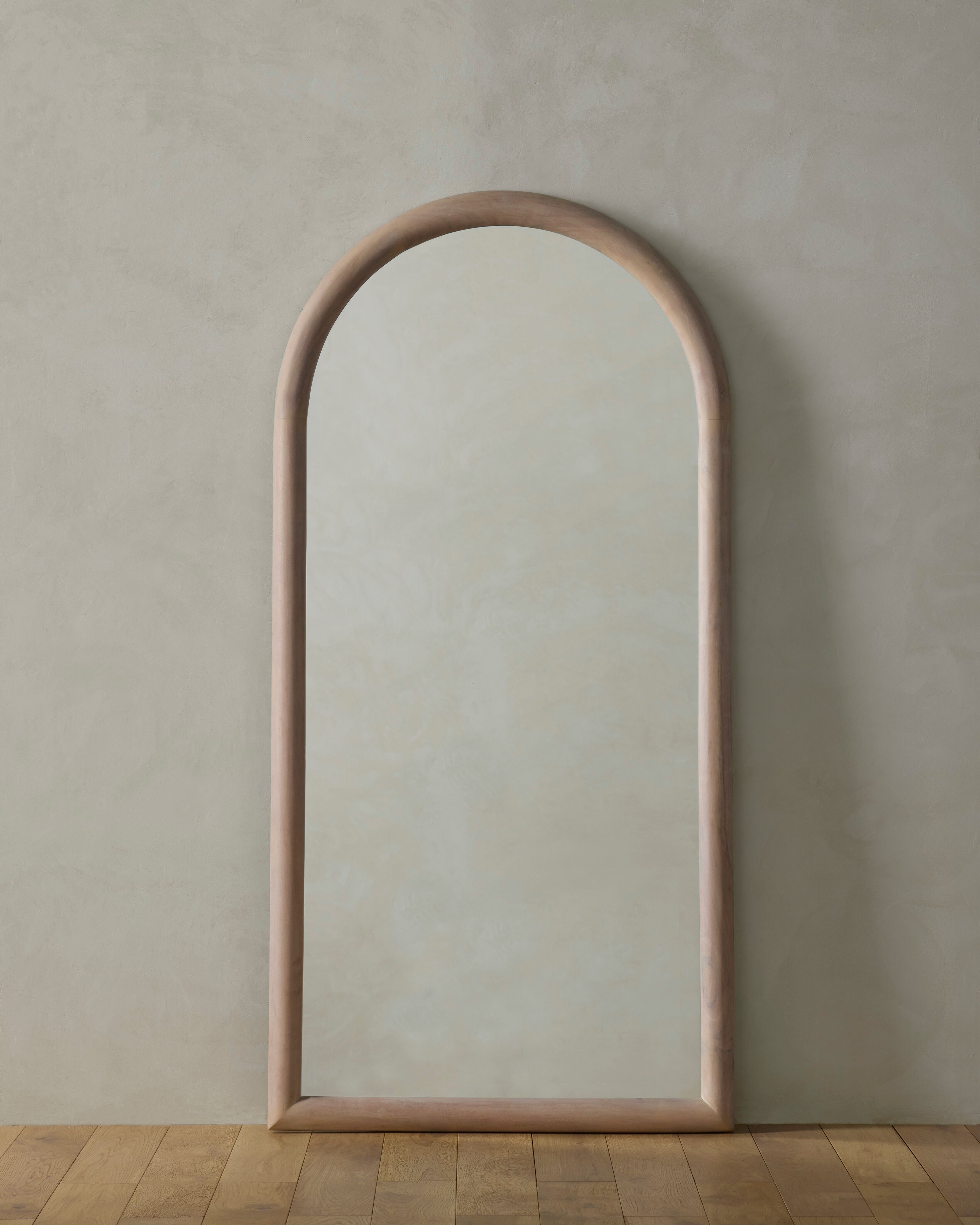 Echo Arched Acacia Wood Floor Mirror | Joon Loloi